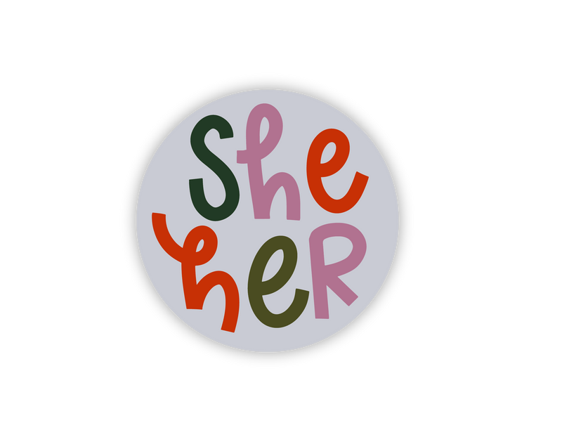 She Her Pronoun Mini Sticker