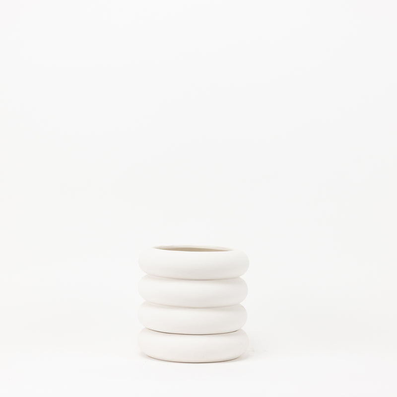 Tall Stacked Planter - White